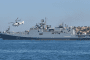 Russian Black Sea Fleet frigate Admiral Essen underway near the coast.