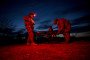 Ukrainian soldiers from the 422nd Separate Unmanned Systems Regiment “Luftwaffe” prepare a Baba Yaga heavy drone for a nighttime training flight in the Zaporizhzhia direction, March 23, 2026. (Source: Getty Images)