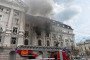 Firefighters respond to a fire at the SBU headquarters in Kyiv following a targeted Russian drone strike. (Source: Social media)