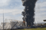 Black smoke rises from a Russian oil facility in the Ulyanovsk region after a drone strike, July 23, 2026.