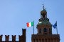 The flags of Italy and the European Union. (Source: Getty Images)