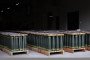 155mm artillery shells are on display during the inauguration of the new munitions plant of German automotive and arms manufactuer Rheinmetall, in Unterluess, northern Germany on August 27, 2025. (Source: Getty Images)
