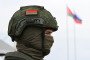 A Belarusian serviceman takes part in joint Russian-Belarusian military drills on September 15, 2025.