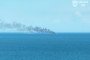Smoke rises from a civilian cargo vessel after a Russian strike in the Black Sea on July 14. (Source: Odesa Regional Military Administration)