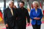 European Council President Antonio Costa, Ukraine’s President Volodymyr Zelensky and European Commission President Ursula von der Leyen arrive to attend an EU summit in Brussels on October 16, 2026. (Source: Getty Images)