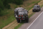 Russian military truck moments before being hit by a Ukrainian drone en route to Crimea, June 2026.