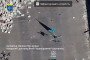 A Ukrainian drone approaches a Russian paratrooper flag dropped on a building in Velyka Pysarivka. (Source: 14th Army Corps)
