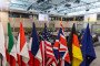 Flags of G7 nations and the European Union are displayed at the G7 ministerial meeting in Paris. (Source: Getty Images)