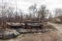 Destroyed and burned tanks and other military equipment of the Russian invaders along the Zhytomyr highway in the vicinity of Kyiv, April 23, 2022.