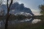 Smoke rises in Kyiv, Ukraine, on April 16, 2026, following a missile and drone strike. (Source: Getty Images)