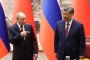 Russian leader Vladimir Putin points to Chinese President Xi Jinping during the signing ceremony on May 20, 2026, in Beijing, China.