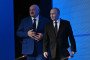 Russia’s leader Vladimir Putin and his Belarus' counterpart Alexander Lukashenko attend a patriotic forum in Russia’s southern city of Volgograd on April 29, 2025. (Source: Getty Images)