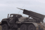 Russian BM-21 Grad MLRS firing at Ukrainian positions.