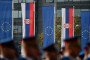 European and Serbian flags displayed in Belgrade on October 15, 2025. (Source: Getty Images)