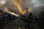 Firefighters work to extinguish a fire at a book market in Kyiv, Ukraine, on August 16, 2026. (Source: Getty Images)