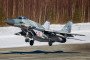 Russian Air Forces Mig-29 fighter jet landing.