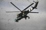 A Mi-24 fighting helicopter takes off for a mission against Russian targets on March 26, 2023.