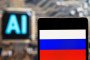 The Russian Federation flag seen displayed on a smartphone with an Artificial intelligence. (Source: Getty Images)
