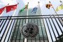 United Nations emblem is seen at the United Nations Headquarters building in New York City, United States on July 16, 2024. (Photo by Jakub Porzycki/NurPhoto via Getty Images)