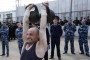 Russian prisoners at a correctional facility during a physical training session.