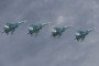 Sukhoi Su-34 Fullback tactical bombers fly during the military parade on May 9, 2015 in Moscow, Russia. (Source: Getty Images)