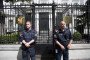 Austrian police stand guard in front of the Russian embassy during a protest of members and supporters of the Chechen community on July 7, 2020 in Vienna, Austria. (Source: Getty Images)