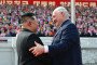 North Korean leader Kim Jong Un welcomes Belarusian leader Alexander Lukashenko during an official ceremony in Pyongyang, March 25, 2026. (Source: Belarusian Presidency)