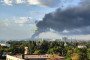 Smoke rising from an oil terminal at the Russian port of Taganrog, July 10, 2026.