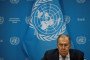 Russian Foreign Minister Sergei Lavrov holds a press conference at UN headquarters in New York on January 24, 2024.