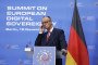 Germany’s Chancellor Friedrich Merz delivers a joint press conference with France’s President at a summit on Europe’s technological sovereignty, on November 18, 2025, in the EUREF Campus in Berlin. (Source: Getty Images)