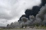 Firefighting helicopters are responding to the fire as black smoke billows from the area of Gazprom Neftâs Moscow oil refinery. (Source: Getty Images)