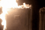Burning railway control cabinet on the Russian railway, April 2026. (Source: Atesh)