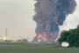 A large plume of smoke rises above the Russian Navy’s ammunition arsenal near Bolshaya Izhora following a Ukrainian drone strike. (Source: Russian media)