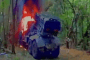 A Russian BM-21 Grad multiple launch rocket system burns after being struck by Ukrainian drone operators from the Prime unmanned systems unit in the Northern Slobozhanshchyna sector. (Source: State Border Guard Service of Ukraine)