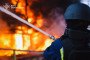 Firefighter deals with the fire after a Russian strike on the Kharkiv region, October 16, 2025. (Source: SES)