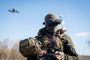 A Ukrainian soldier conducts a trial with an FPV drone in the Kharkiv region, Ukraine, on March 19, 2025. (Source: Getty Images)