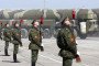 Russian soldiers stand near a Topol-M ICBM at Alabino, outside Moscow, on April 22, 2008. Illustrative photo. (Source: Getty Images)