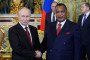 Russia’s leader Vladimir Putin (L) shakes hands with Congo-Brazzaville’s President Denis Sassou N’Guesso (R) during their meeting in Moscow on April 29, 2026. (Source: Getty Images)