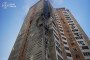 Damage to a residential high-rise in Kyiv after a Russian drone strike on September 9, 2026.