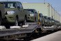 Toyota Hilux pickup trucks supplied by the Netherlands for Ukraine’s Unmanned Systems Force Command are transported by rail before deployment. (Source: Dutch Ministry of Defence)