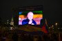 Russian leader Vladimir Putin is seen on a screen as he addresses a rally and a concert marking the annexation of four regions of Ukraine in central Moscow on September 30, 2022. (Source: Getty Images)
