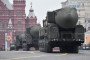 Russian Yars RS-24 intercontinental ballistic missile systems roll through Red Square during a military parade in Moscow. (Source: Getty Images)