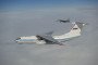 Portuguese F-16 AM fighter jet near Russian Il-76 military transport plane over the Baltic Sea, April 6, 2026. (Source: NATO Air Command)