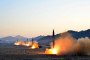 The launch of four ballistic missiles by the Korean People’s Army (KPA) during a military drill at an undisclosed location in North Korea, March 2017. (Source: Getty Images)