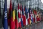 Flags of NATO member states stand outside NATO headquarters on February 12, 2026, in Brussels, Belgium. (Source: Getty Images)