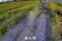 An FPV drone camera captures the approach toward a Russian T-72B3A tank equipped with the “Arena-M” active protection system in Donetsk Oblast. (Source: “Omega” Special Purpose Center)
