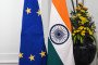An European flag and an Indian flag at Hyderabad House in New Delhi, India, on January 27, 2026. (Photo: Getty Images)