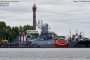 Russian Project 1331M Parchim II-class corvette with building-style camouflage and anti-drone netting at Kronstadt. (Source: M. Mishin)