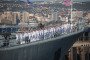 Illustrative image. Sailors stand at attention on the deck of a Russian Black Sea Fleet warship during the Navy Day celebrations in the port city of Novorossiysk on July 30, 2023. (Source: Getty Images)