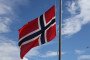 The Norwegian flag flies at half-mast during national mourning for the late King Harald V in Oslo, Norway, on September 5, 2026. (